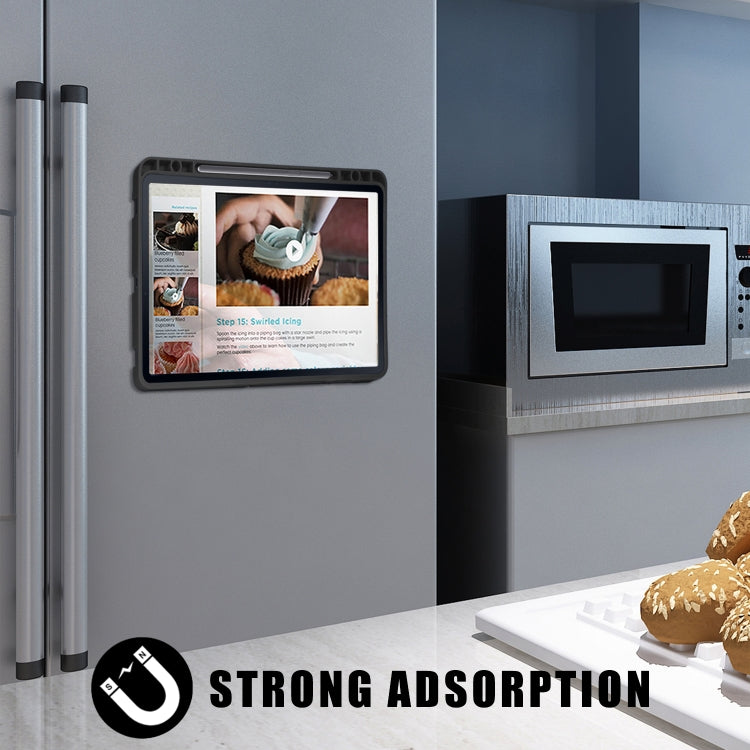 For Samsung Galaxy Tab S7 FE T730 / T735 / Tab S7+ / T970 / T975 Cloth Texture Multi-folding Leather Tablet Case with Holder & Sleep / Wake-up (Black) by bashfashion