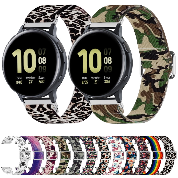 20mm For Samsung Galaxy Watch Active2 / Active Adjustable Elastic Printing Watch Band(Leopard) by bashfashion