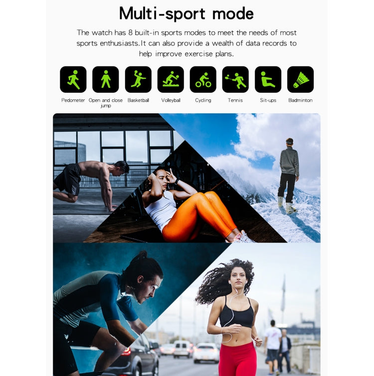 GT20 1.69 inch TFT Screen IP67 Waterproof Smart Watch, Support Music Control / Bluetooth Call / Heart Rate Monitoring / Blood Pressure Monitoring, Style:Silicone Strap(Gold) by bashfashion