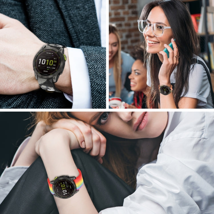 For Garmin Fenix 7 Hook And Loop Fastener Nylon Watch Band(Red) by bashfashion