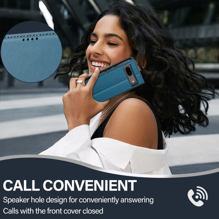 For Google Pixel 8 LC.IMEEKE L1 Series Frosted Fine Texture PU Phone Case(Blue) by LC.IMEEKE