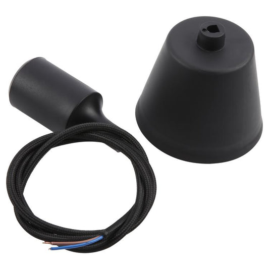 E27 Lamp Holder DIY Ceiling Chandelier Light Bulbs Screw Silicone Base Socket, Cable Length: 1m (Black) by bashfashion