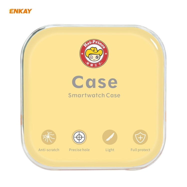 ENKAY Hat-Prince Full Coverage Electroplated PC Case + Tempered Glass Protector for Apple Watch Series 6 / 5 / 4 / SE 44mm(White+Champagne) by ENKAY