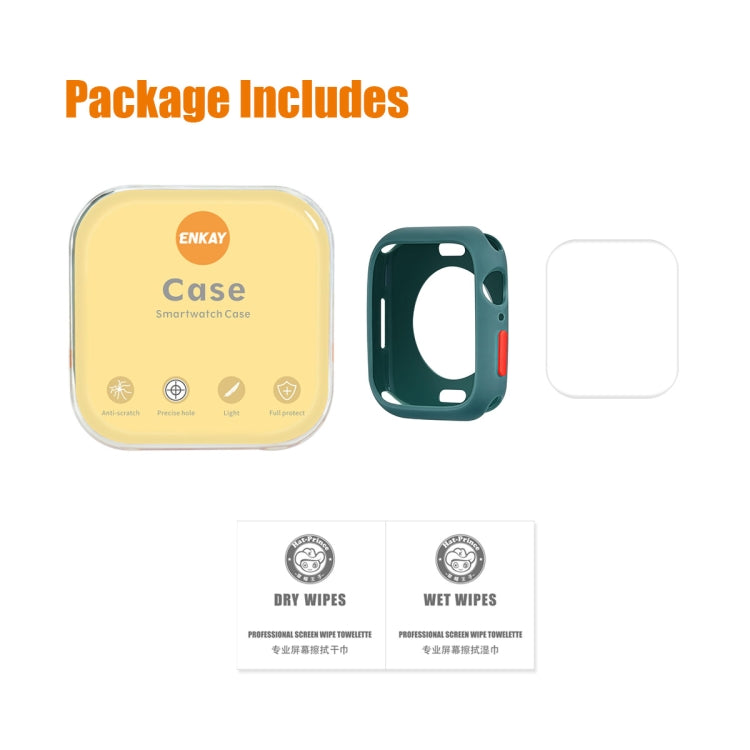 ENKAY TPU Case + Full Coverage PET Screen Protector For Apple Watch Series 9 / 8 / 7 41mm(Pink) by ENKAY