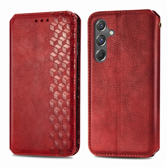 For Samsung Galaxy A15 Cubic Grid Pressed Magnetic Leather Phone Case(Red) by bashfashion