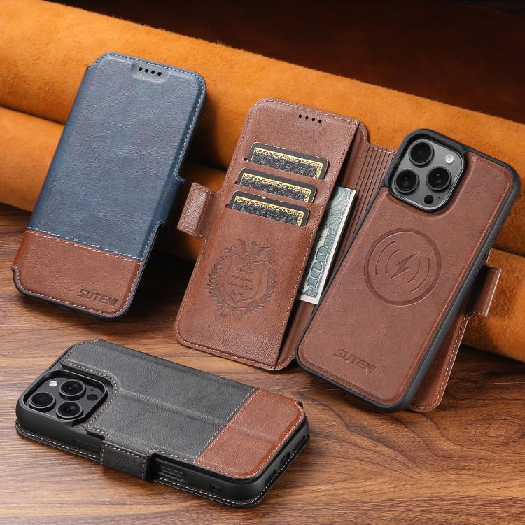 For iPhone Air Suteni Q06 2-in-1 Multi-function Detachable Wallet MagSafe Phone Case(Brown) by Suteni