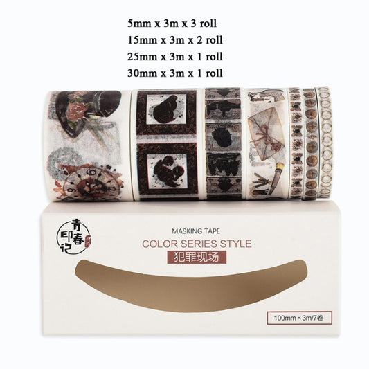 Hand Account Sticker Cute Girl Salt Hand Account Decoration Tape Diy Sticker Set(Crime Scene) by bashfashion