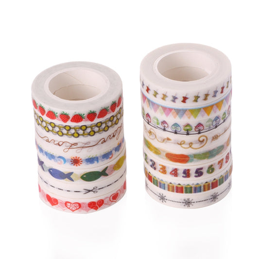 10pcs Paper Tape Hand Ledger Decoration Sticker, 8mmx10m(Pine SM-29) by bashfashion