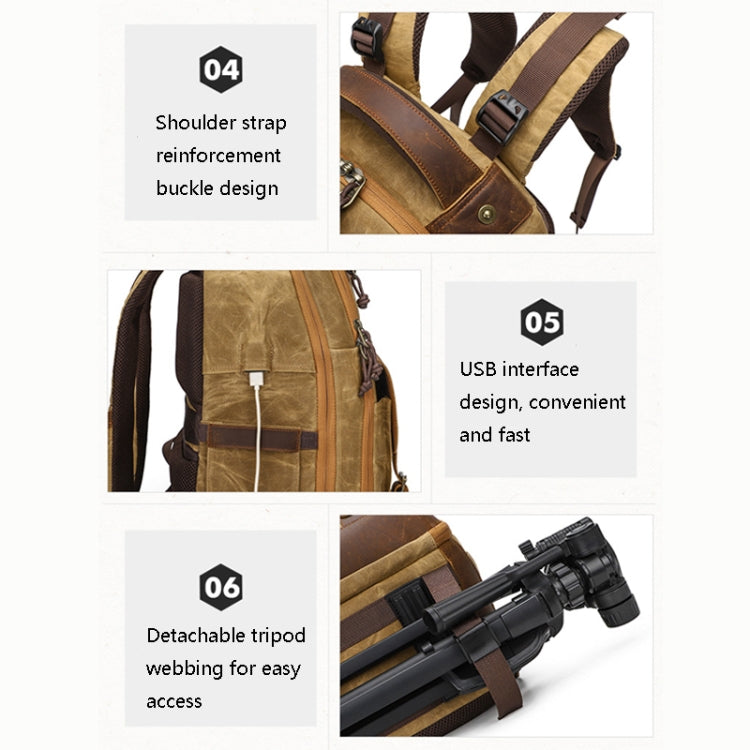 K813 Retro SLR Camera Bag Canvas Shoulder Computer Camera Bag(Soil Yellow) by bashfashion