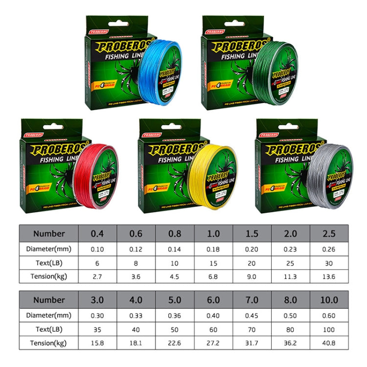 2 PCS PROBEROS 4 Edited 100M Strong Horse Fish Line, Line number: 2.0 / 25LB(Green) by PROBEROS
