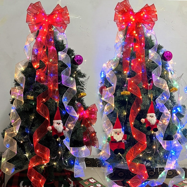 Christmas Ornament Double Light Board Yarn Ribbon String Lights, Specification: 5m(Silver Color Light) by bashfashion