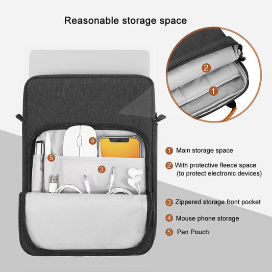 Vertical Laptop Bag Handheld Shoulder Crossbody Bag, Size: 13 Inch(Dark Blue) by bashfashion