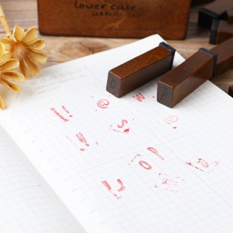 E13 28PCS/Set Vintage Wooden Alphabet and Number Diary Handbook DIY Stamps(Cursive Lowercase) by bashfashion