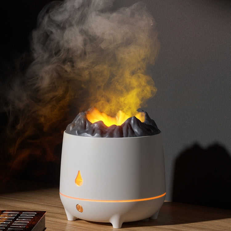 HS01 Simulation Flame Humidifier Home Aromatherapy Machine With Night Light(White) by bashfashion