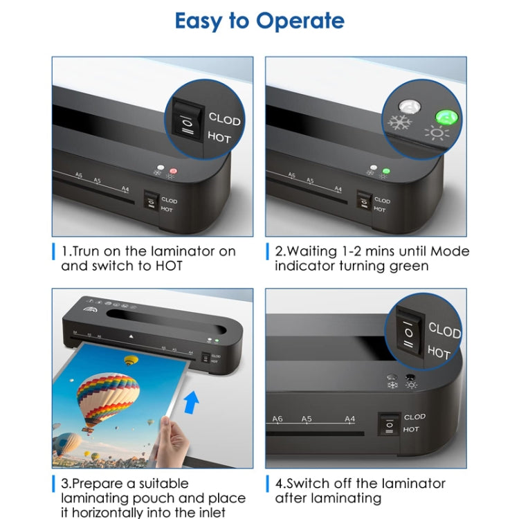 FN333 A4 Photo Laminating Machine With Hot And Cold Mode, Size: Set 3(EU Plug) by bashfashion