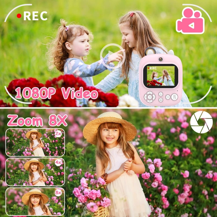 1200W Pixel 2.4 Inch Display Children Print Instant Camera 32G+Card Reader Purple by bashfashion