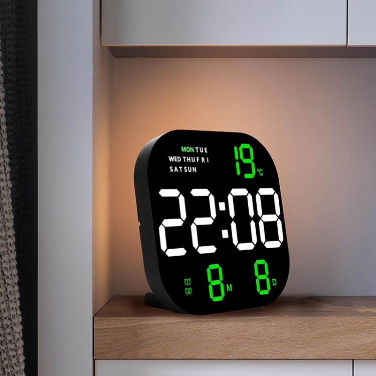6633 LED Screen Digital Display Timing Desktop Alarm Clock Living Room Hanging Clock(Green Light) by bashfashion