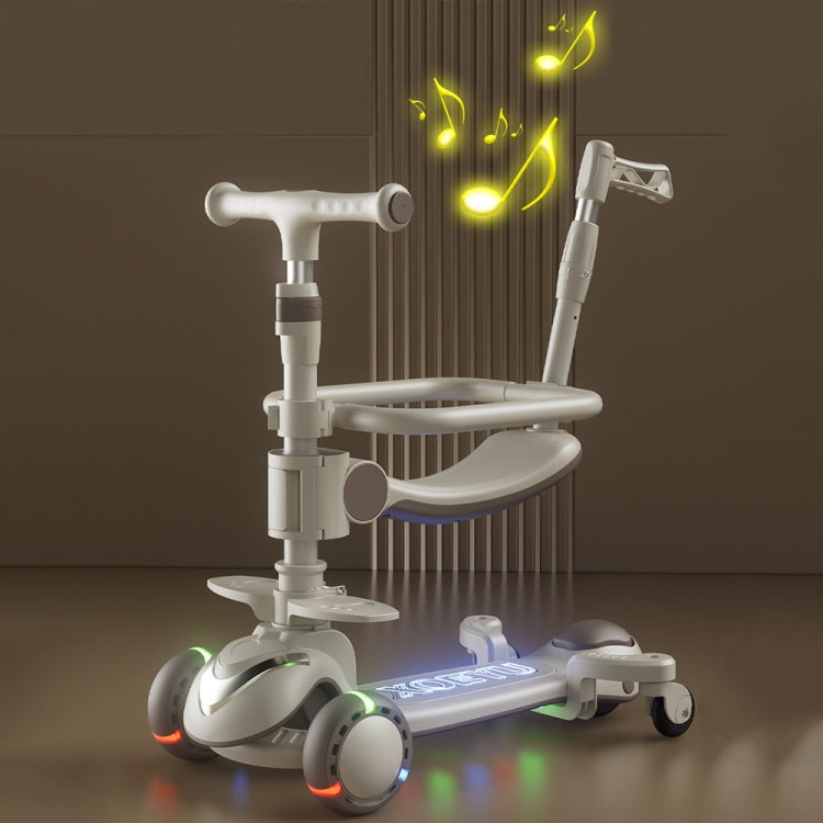 XOEYU K8 Multifunctional Adjustable Folding Children Scooter with Music and Lights, Color: 6-in-1 Coffee by XOEYU