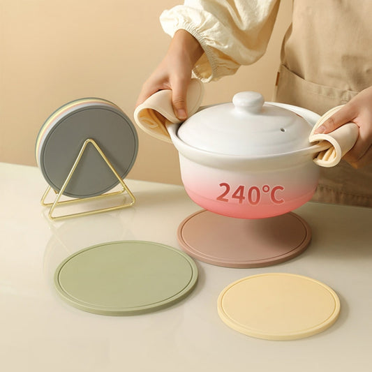 Household Round Heat Insulating Mats Kitchen High Temperature Resistant Silicone Pad, Color: Bowl Pad Brown by bashfashion