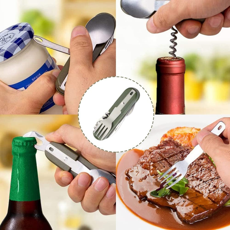 SY-FT008 7-in-1 Multifunctional Outdoor Camping Portable Folding Tableware Combination(Green) by bashfashion