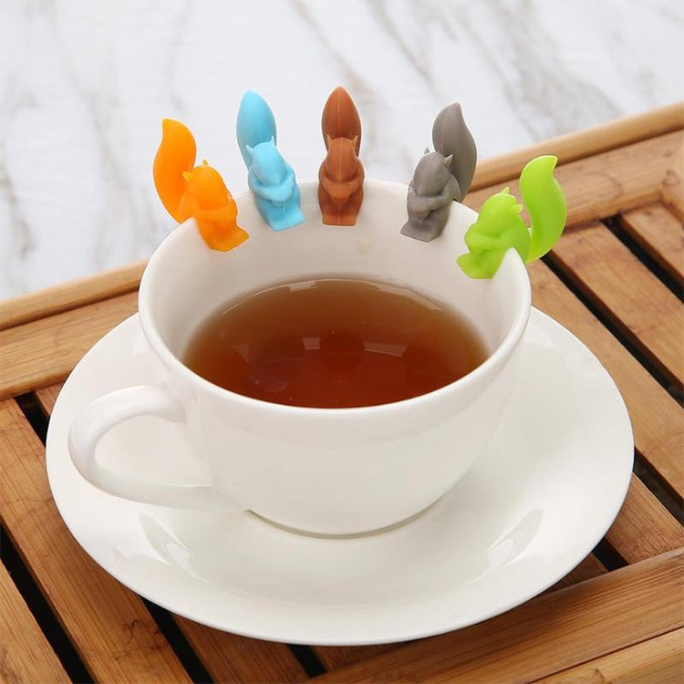 10 PCS Silicone Squirrel Tea Bag Multi-function Wine Glass Cup Recognizer(Coffee) by bashfashion