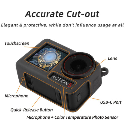 For DJI Osmo Action 5 Pro Sunnylife Silicone Protective Case Scratch-proof Camera Cover with Lanyard (Red) by Sunnylife