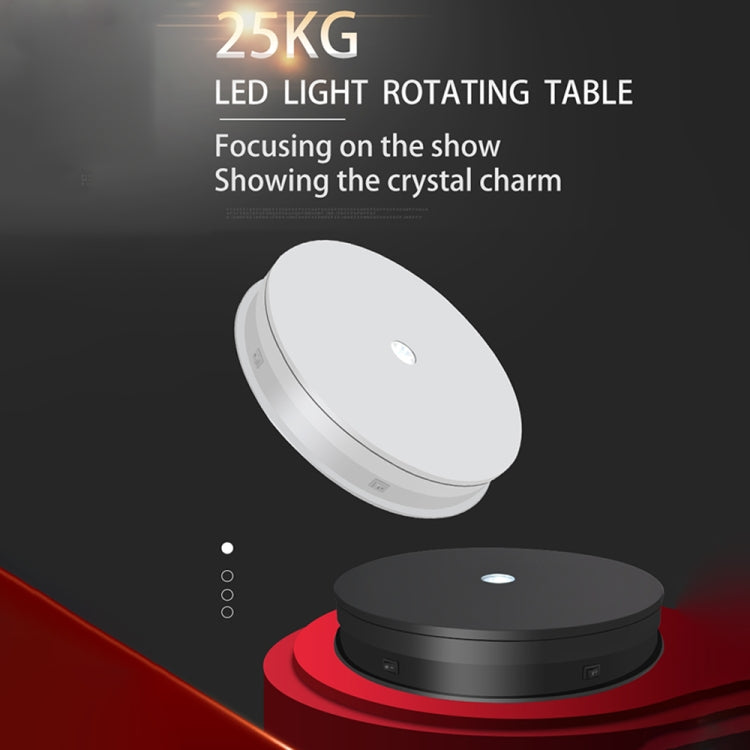 30cm Electric Rotating Turntable Display Stand LED Light Video Shooting Props Turntable, Power Plug:220V UK Plug(White) by bashfashion