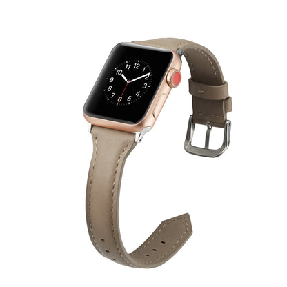 For Apple Watch 5/4 40mm & 3/2/1 38mm Thin Leather Watch Band(Grey) by bashfashion