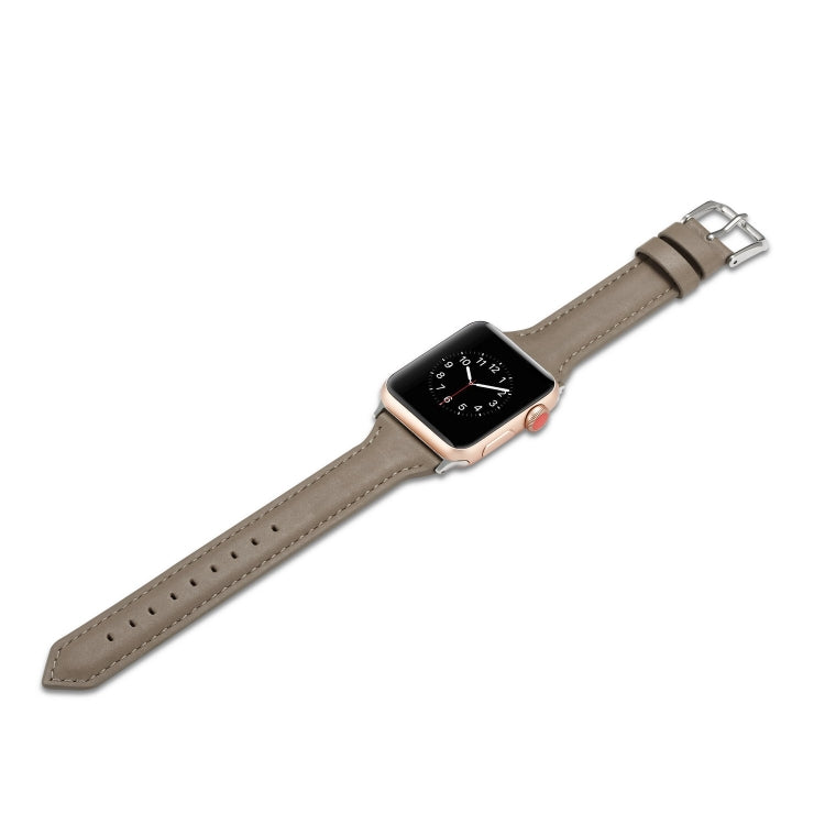 For Apple Watch 5/4 40mm & 3/2/1 38mm Thin Leather Watch Band(Grey) by bashfashion