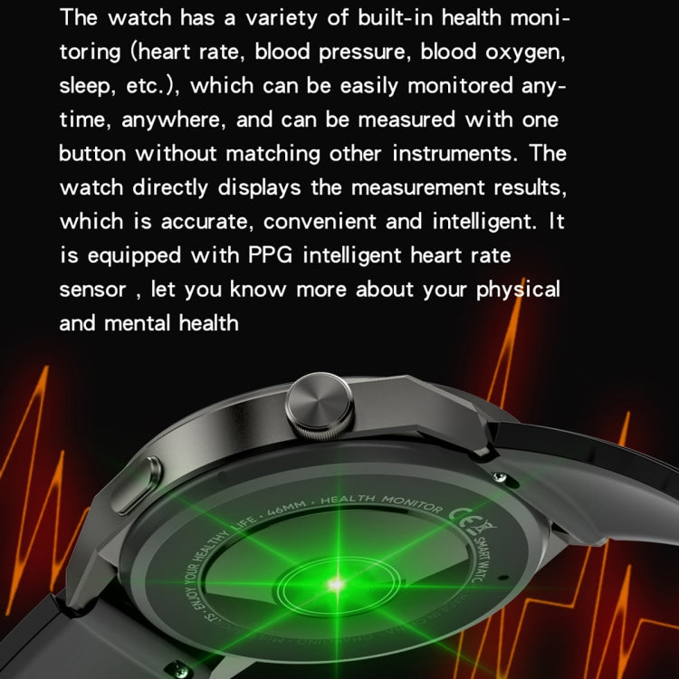 KT62 1.36 inch TFT Round Screen Smart Watch Supports Bluetooth Call/Blood Oxygen Monitoring, Strap:Silicone Strap(Black) by bashfashion