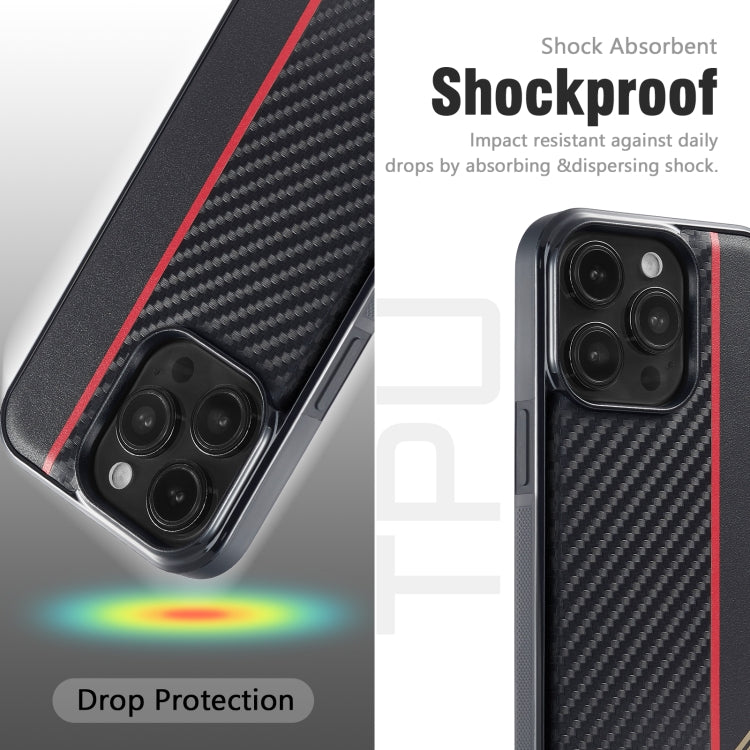 For iPhone 17 Pro Max LC.IMEEKE 3 in 1 Carbon Fiber Texture Shockproof Phone Case(Black) by LC.IMEEKE