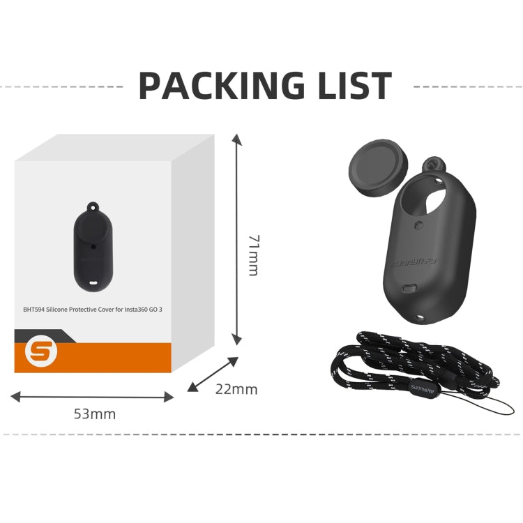 For Insta360 Go 3 Sunnylife IST-BHT594 Camera Body Silicone Case with Lens Cap & Neck Strap(White) by Sunnylife