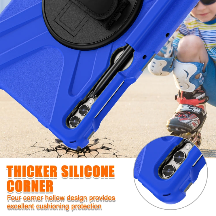 For Samsung Galaxy Tab S9+ / S8+ Rotatable Kickstand Grip Heavy Duty Hard Rugged Tablet Case(Blue) by bashfashion