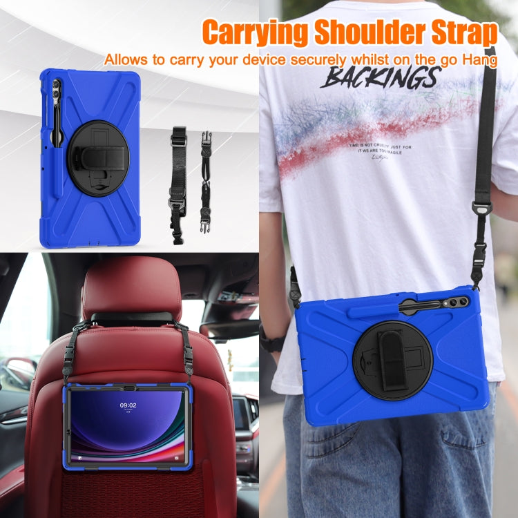 For Samsung Galaxy Tab S9+ / S8+ Rotatable Kickstand Grip Heavy Duty Hard Rugged Tablet Case(Blue) by bashfashion