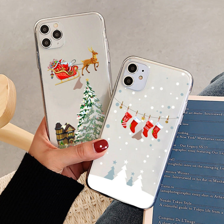 For iPhone 12 mini Christmas Colored Drawing Pattern High Transparent Soft TPU Phone Case(Christmas) by bashfashion