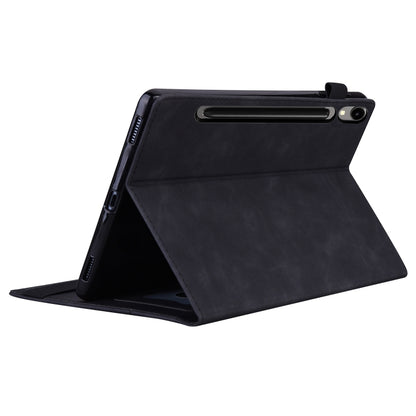 For Samsung Galaxy Tab S9+ /S8+ /S7+ Splicing Shockproof Smart Leather Tablet Case(Black) by bashfashion