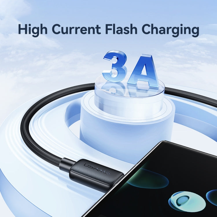 USAMS US-SJ688 USB to USB-C / Type-C 3A Striped Fast Charge Data Cable, Length:1m(White) by USAMS