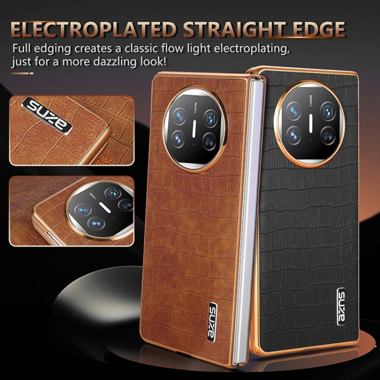 For Huawei Mate X3 / X5 AZNS Electroplated Frame Crocodile Texture Full Coverage Phone Case(Black) by AZNS