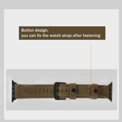 For Apple Watch 5 & 4 44mm / 3 & 2 & 1 42mm Leather Watch Band(Army Green) by bashfashion
