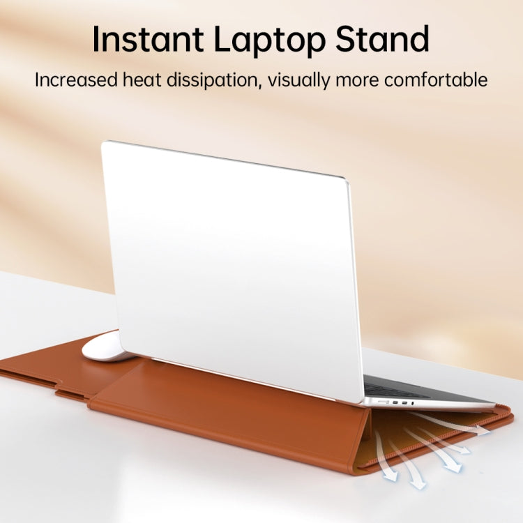 Multifunctional Laptop PU Magnetic Stand Split Liner Bag with Mouse Pad Function, Size:13-14 inch(Dark Green) by bashfashion