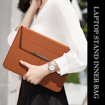 Multifunctional Laptop PU Magnetic Stand Split Liner Bag with Mouse Pad Function, Size:15 inch(Dark Blue) by bashfashion