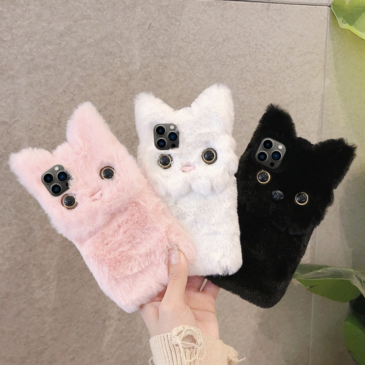 For iPhone 12 mini 3D Cute Cat Plush Full Coverage Phone Case(Black) by bashfashion