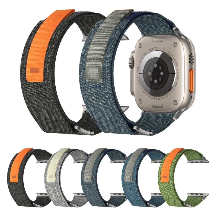 For Apple Watch 42mm / 41mm / 40mm / 38mm Kalebol Canvas Pattern Nylon Loop Strap(Army Green) by Kalebol