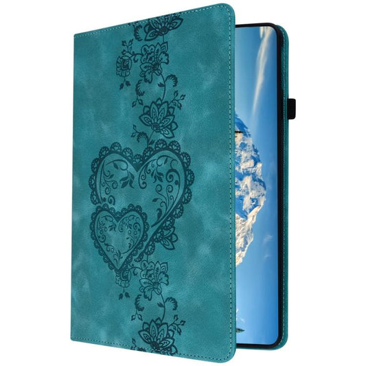 For Samsung Galaxy Tab S10 / S9 / S8 Love Hearts Embossed Leather Tablet Case(Green) by bashfashion