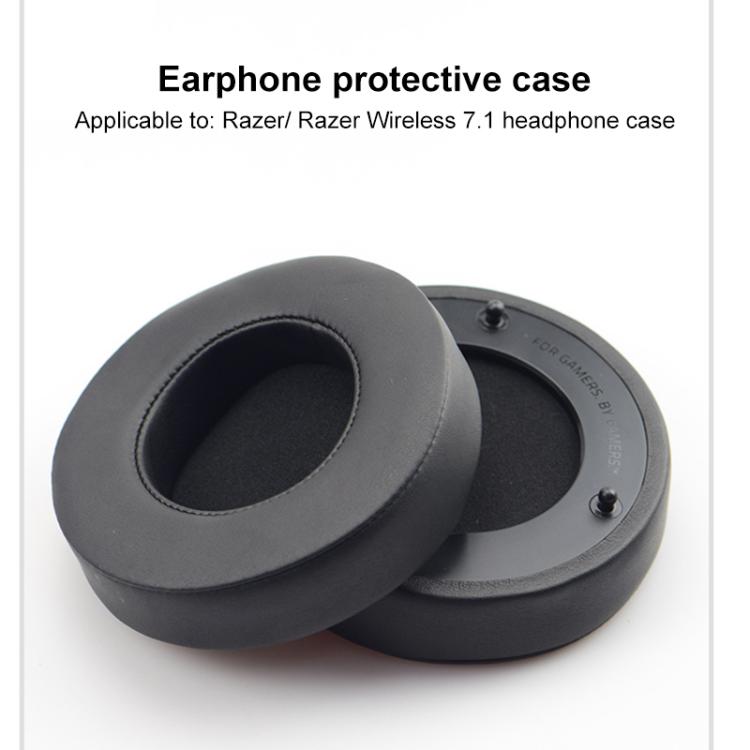 1 Pair Push Snap-on Replacement Earpads For Razer ManOWar 7.1, Material:Protein Leather(Black) by bashfashion