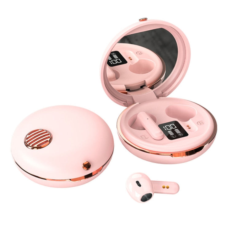 HXSJ Air-S28 TWS Bluetooth 5.3 True Wireless HiFi Stereo Make-up Mirror Earphones with Charging Case (Pink) by HXSJ