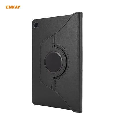 For Samsung Galaxy Tab S6 Lite P610 / P615 / Tab S6 Lite 2022 / P613 / P619 ENKAY 360 Rotation Kickstand Leather Smart Tablet Case(Black) by ENKAY