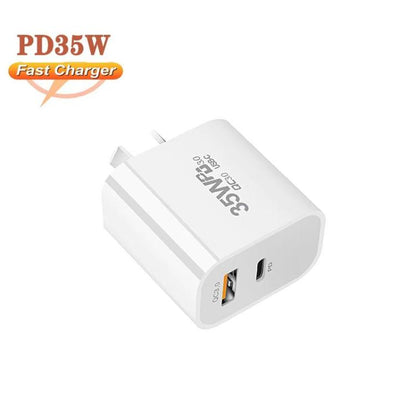 [HK Warehouse] PD35W USB-C / Type-C + QC3.0 USB Dual Port Charger, AU Plug by bashfashion