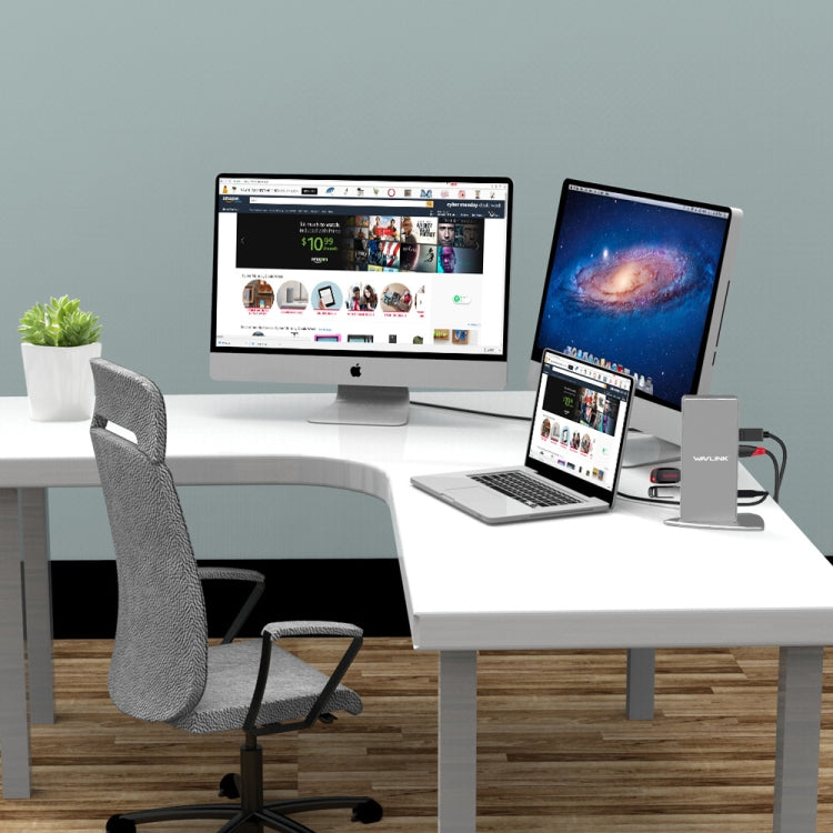 WAVLINK WL-UG69DK7 Laptops Type-C Universal Desktop Docking Station Aluminum Alloy HUB Adapter(UK Plug) by WAVLINK