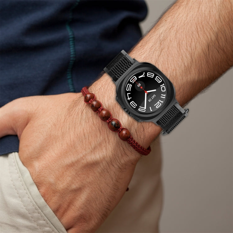 For Samsung Galaxy Watch Ultra 47mm Hook and Loop Fastener Loop Nylon Watch Band(Blue+Gray) by bashfashion